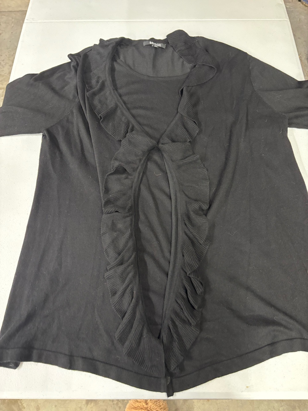 Briggs New York Black Ruffle Front Tunic